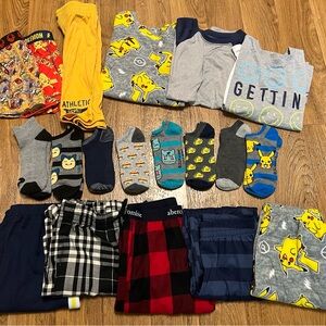 Boys 10/12 Sleepwear Lot Pokémon Pajamas Boxers Socks Cat & Jack Abercrombie